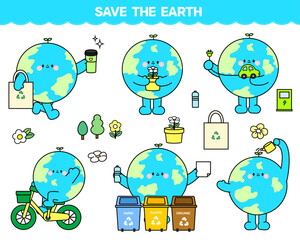 6 kinds of earth cartoon characters