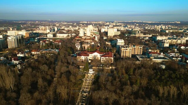 Aerial view of Chisinau near the Academy of Music, Theatre and Fine Arts
