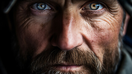 Close-up of the face of a volunteer providing support for veterans with PTSD.