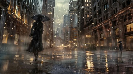 storm woman walking rain