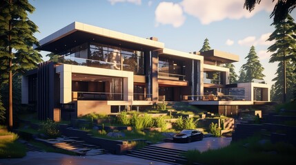 Fototapeta premium contemporary modern mansion building
