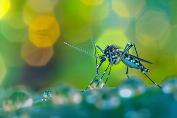 Close-up photo that captures a dengue mosquito