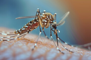 Close-up photo that captures a dengue mosquito