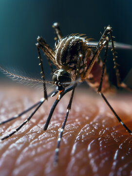 Close-up photo that captures a dengue mosquito