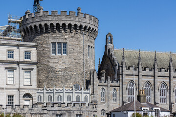 Fototapeta na wymiar Dubh Linn Garden, The Chapel Royal, The Garda Museum, Tower, Dublin Castle, Ireland.