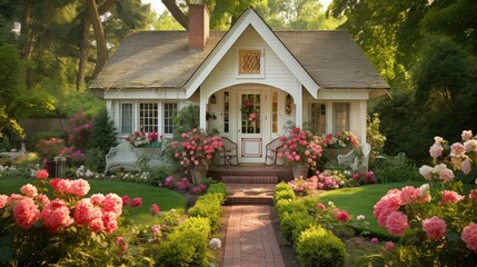 Fototapeta na wymiar cozy garden cottage building