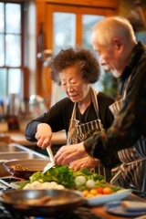 A family cooking class where grandparents teach dishes from their homeland, passing down culinary heritage to younger generations