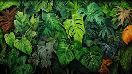 green jungle leaves background