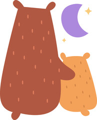 Bear Mom And Child Hugging