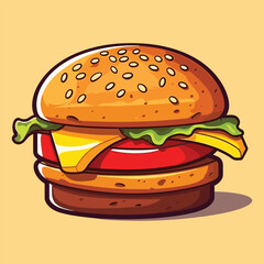 Vector isolated delicious hamburger cartoon  isolated on background
