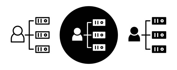 Shared hosting outline icon collection or set. Shared hosting Thin vector line art