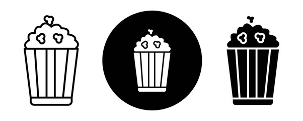 Popcorn outline icon collection or set. Popcorn Thin vector line art