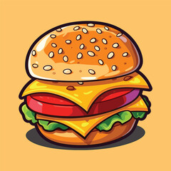 Vector isolated delicious hamburger cartoon  isolated on background