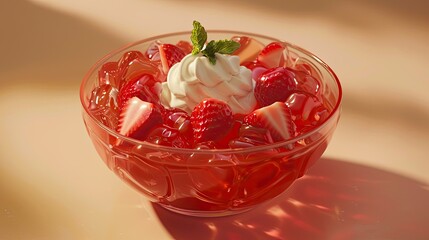 sweet strawberry gelatin - obrazy, fototapety, plakaty