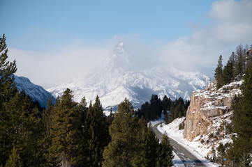 Pilot peak covered with a cloud in the winter