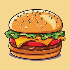 Vector isolated delicious hamburger cartoon  isolated on background