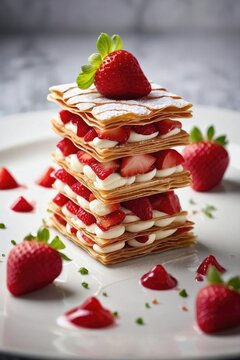 "AI-Generated Photorealistic Strawberry Millefeuille"

