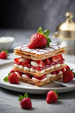 "AI-Generated Photorealistic Strawberry Millefeuille"

