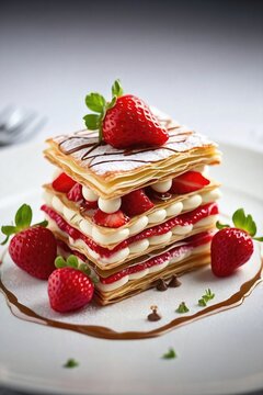 "AI-Generated Photorealistic Strawberry Millefeuille"
