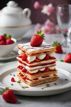 "AI-Generated Photorealistic Strawberry Millefeuille"
