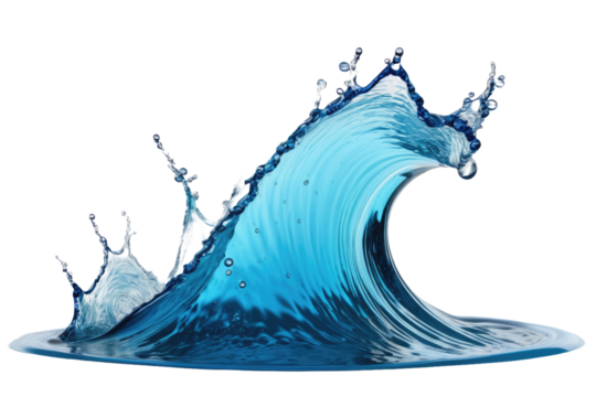 Blue water swirl splash capturing little bubbles in a liquid wave form, isolated on clear PNG background, high quality stock photography, liquid dynamics, transparent, no backdrop, wave-like movement