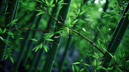 Photo of a very green bamboo tree