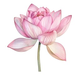 Hyper-Realistic Watercolor Lotus Flower Illustration on White