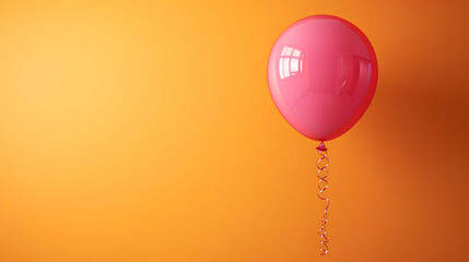 pink balloon flying on an orange background