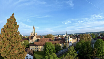 Luftaufnahme des Konstanzer Stadtgarten, dem Münster und teilen der Altstadt. Bodensee, Konstanz,...