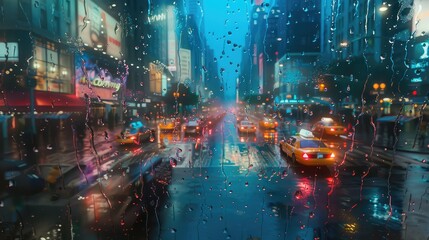 wet rain traffic - obrazy, fototapety, plakaty