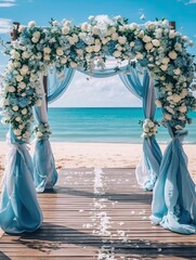 Beach Wedding Ceremony: Wooden Arch Decor
