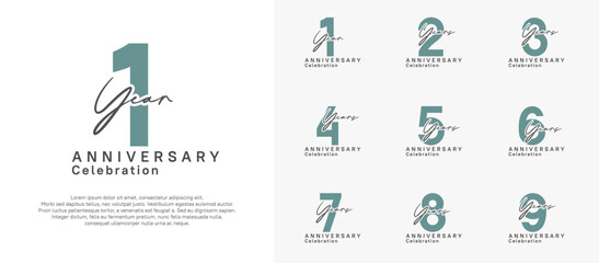 anniversary logotype vector design with brown and blue color can be use for special moment celebration - obrazy, fototapety, plakaty