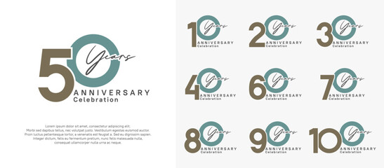 anniversary logotype vector design with brown and blue color can be use for special moment celebration