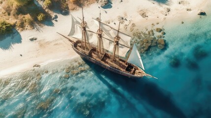 Aerial view photo taken with a sailing ship drone