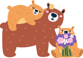 Bear Mom And Children