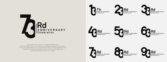 anniversary vector design set black color for celebration day - obrazy, fototapety, plakaty