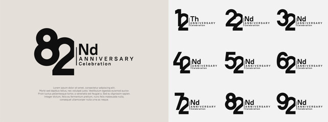 anniversary vector design set black color for celebration day