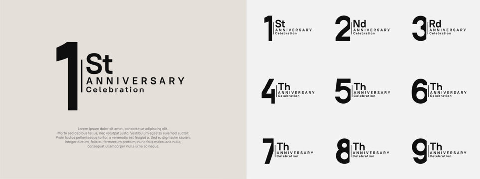 anniversary vector design set black color for celebration day