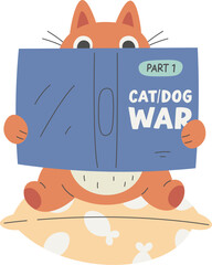 Cat Reading Book On Pillow