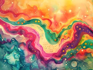 Colorful Swirls Watercolor Painting in Impressionistic Style
