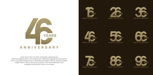 anniversary logotype vector set with gold color for special celebration day - obrazy, fototapety, plakaty