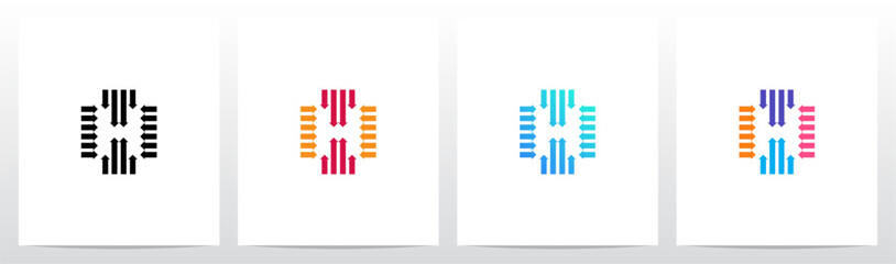 Arrow Pointed Inward Letter Initial Logo Design H