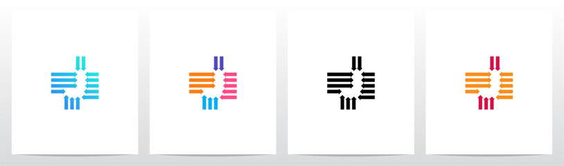 Arrow Pointed Inward Letter Initial Logo Design J