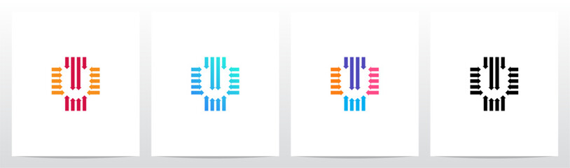 Arrow Pointed Inward Letter Initial Logo Design U