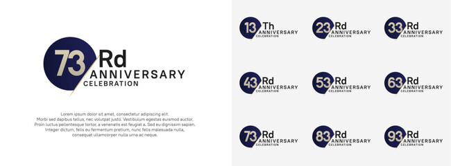 anniversary logo style vector sets. blue circle and brown number for celebration