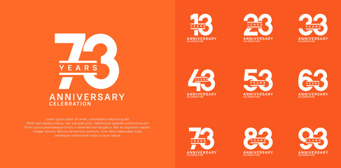 anniversary logotype vector set with white color for special celebration