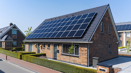 solar panels on a roof of a residential family home