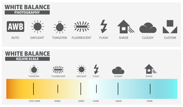 White Balance Photography and Kelvin Scale Preset icon. 3D Illustration