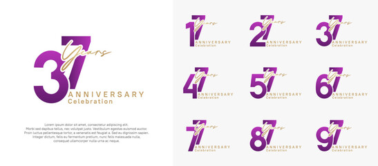 anniversary logotype vector design with purple and gold color can be use for special moment celebration