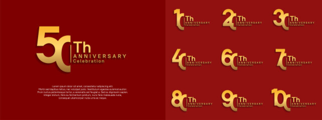 anniversary vector design set golden color for celebration day